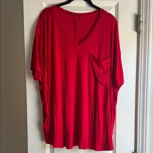 Elegant Red V-Neck Women's Short Sleeve Top